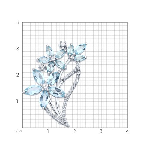 Брошь из серебра с топазами и фианитами из серебро — вид 4