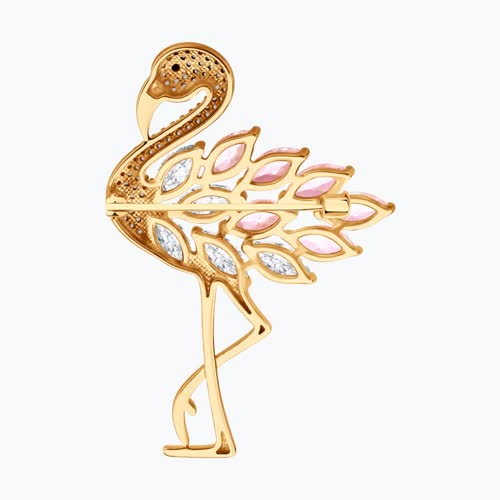 Брошь из золочёного серебра с ситаллами и фианитами из серебро — вид 2