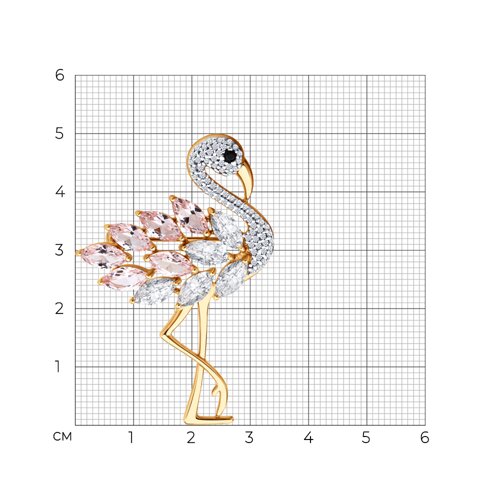 Брошь из золочёного серебра с ситаллами и фианитами из серебро — вид 5