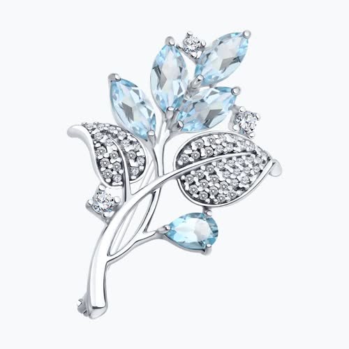 Брошь из серебра с топазами и фианитами - видео