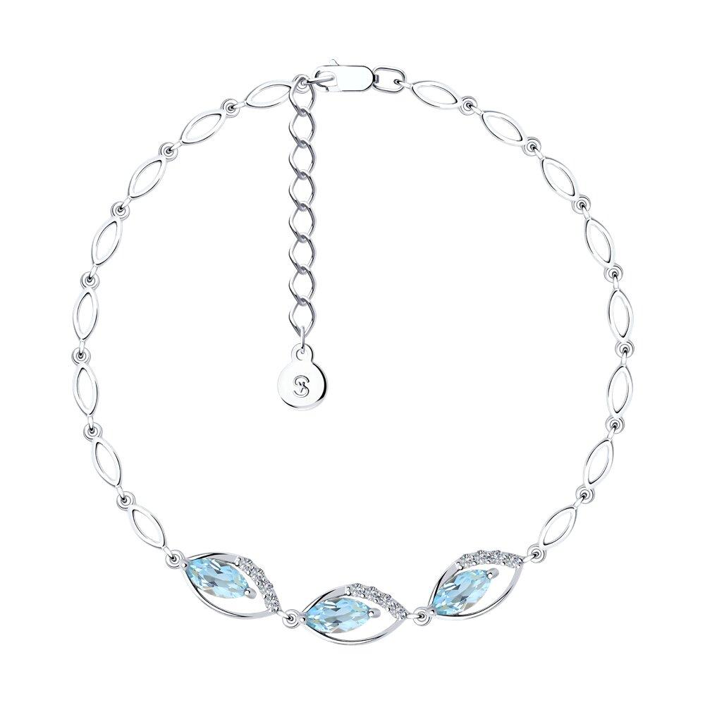 Браслет из серебра с топазами и фианитами - видео на модели