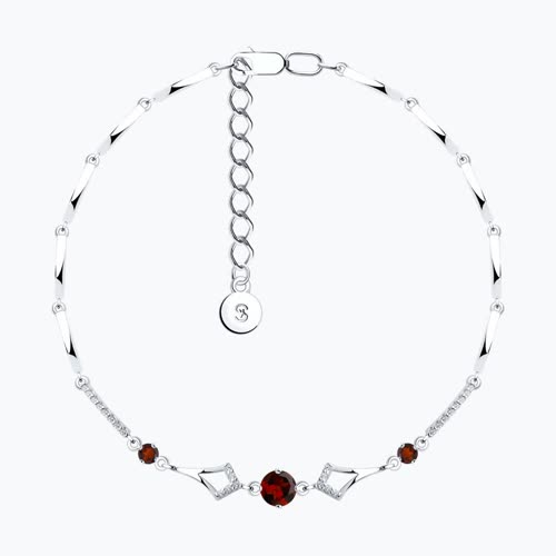 Браслет из серебра с гранатами и фианитами - видео на модели