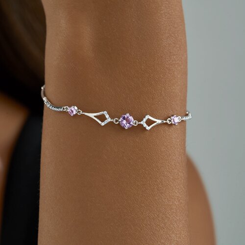 Браслет из серебра с аметистами и фианитами из серебро — вид 3