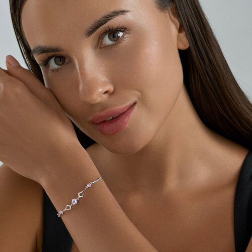 Браслет из серебра с аметистами и фианитами из серебро — вид 4