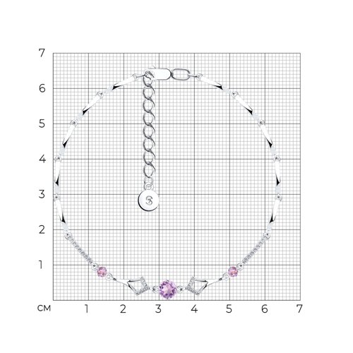 Браслет из серебра с аметистами и фианитами из серебро — вид 5