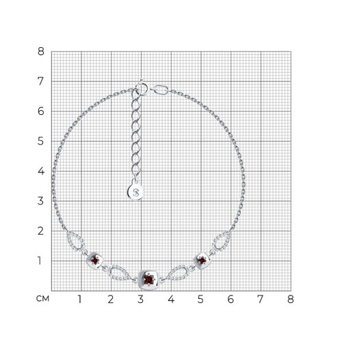 Браслет из серебра с гранатами и фианитами из родированное серебро — вид 4