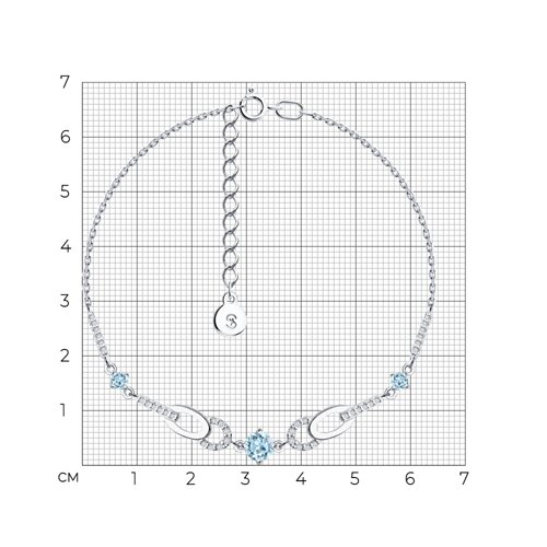 Браслет из серебра с топазами и фианитами из родированное серебро — вид 4