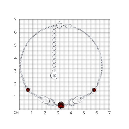 Браслет из серебра с гранатами и фианитами из родированное серебро — вид 4