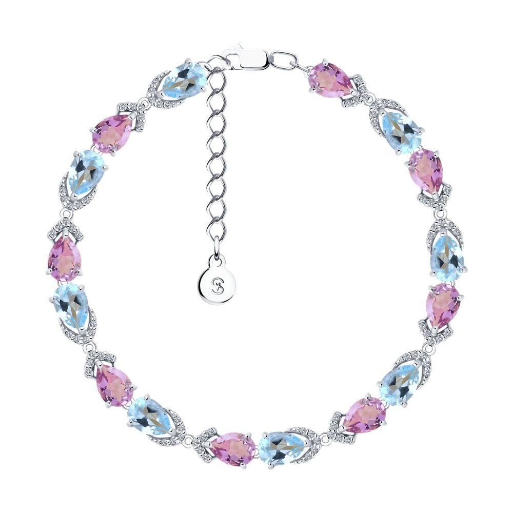 Браслет из серебра с миксом камней - видео на модели