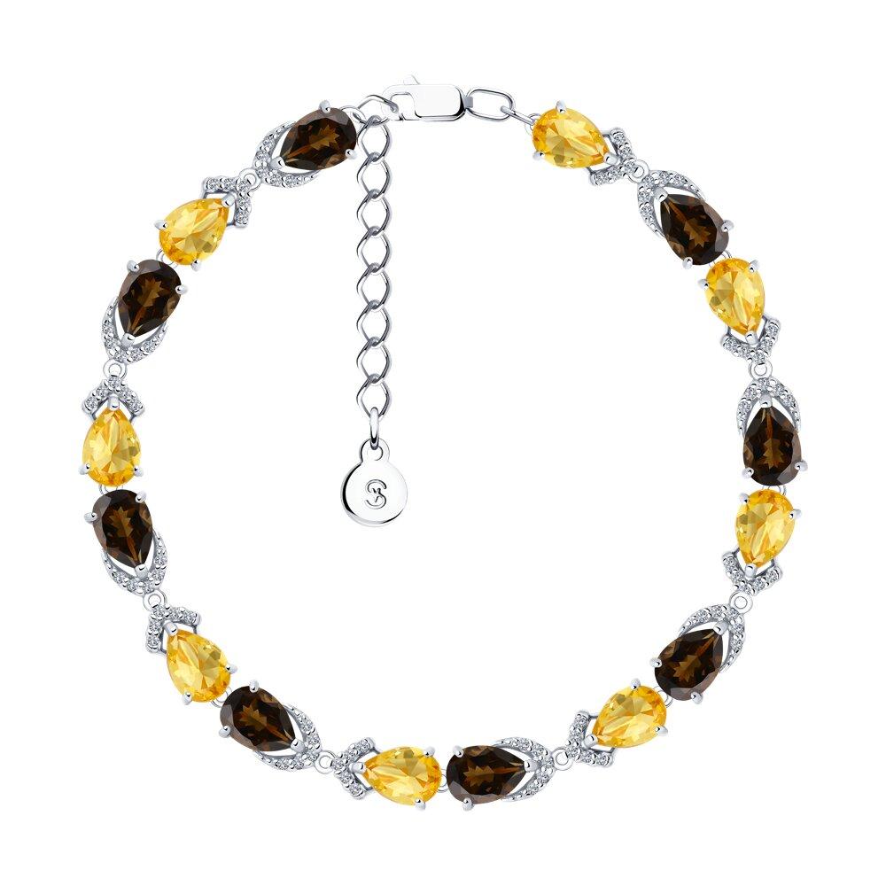 Браслет из серебра с миксом камней - видео на модели