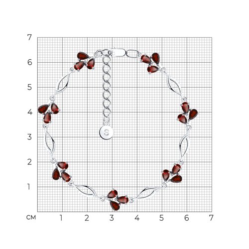 Браслет из серебра с гранатами из родированное серебро — вид 4