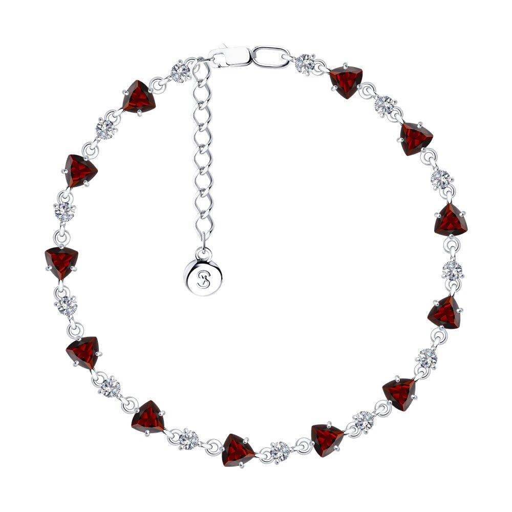 Браслет из серебра с гранатами и фианитами - видео на модели