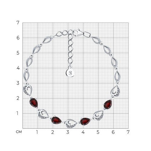 Браслет из серебра с гранатами и фианитами из родированное серебро — вид 3