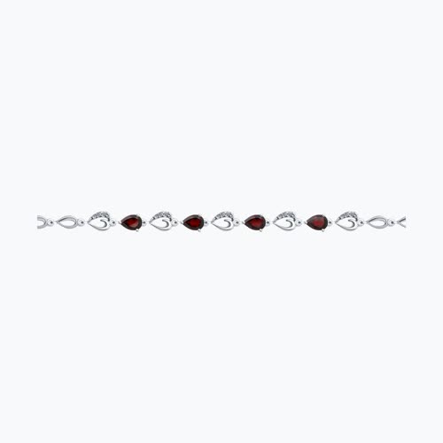 Браслет из серебра с гранатами и фианитами из родированное серебро — вид 4