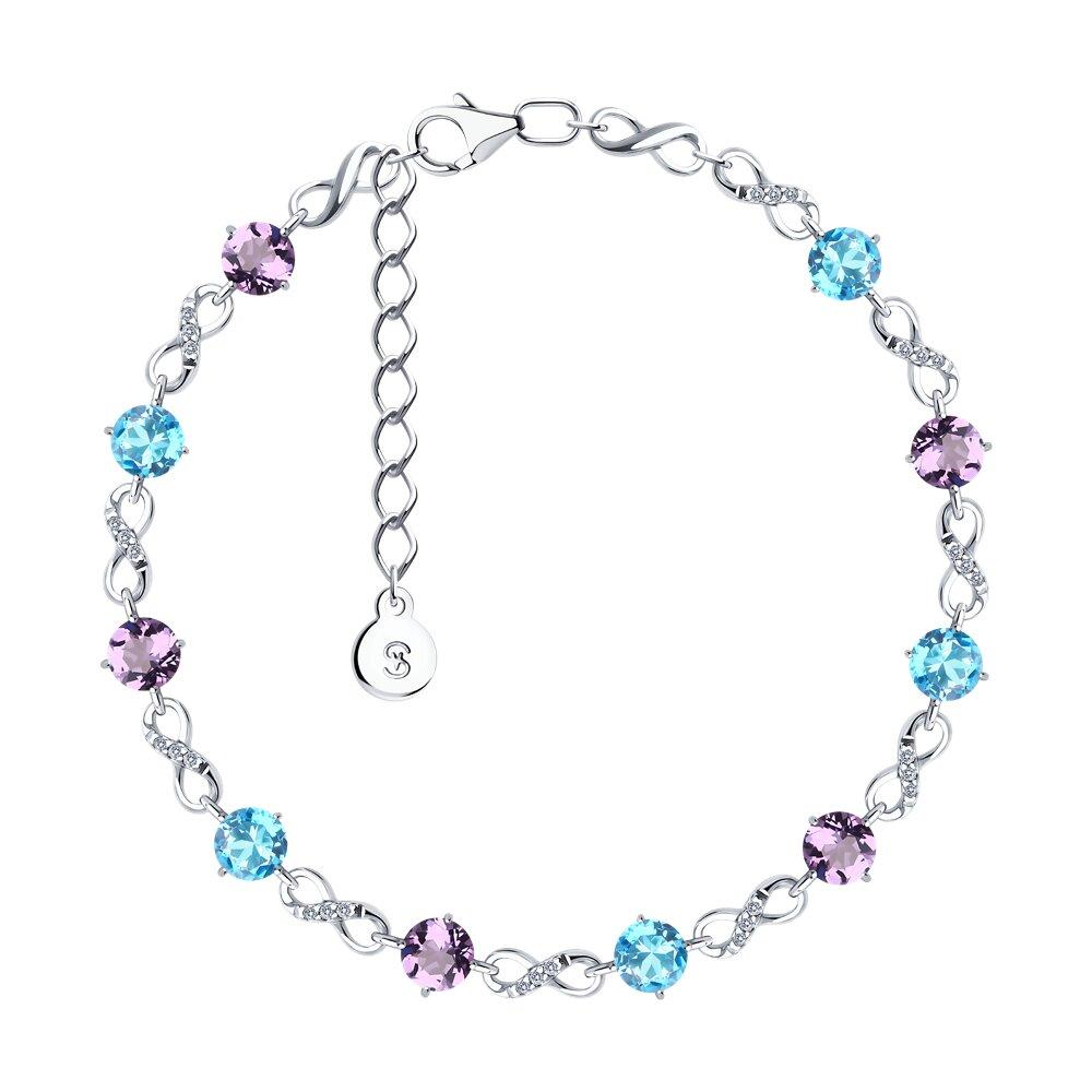 Браслет из серебра с миксом камней - видео на модели