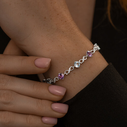 Браслет из серебра с миксом камней из серебро — вид 4