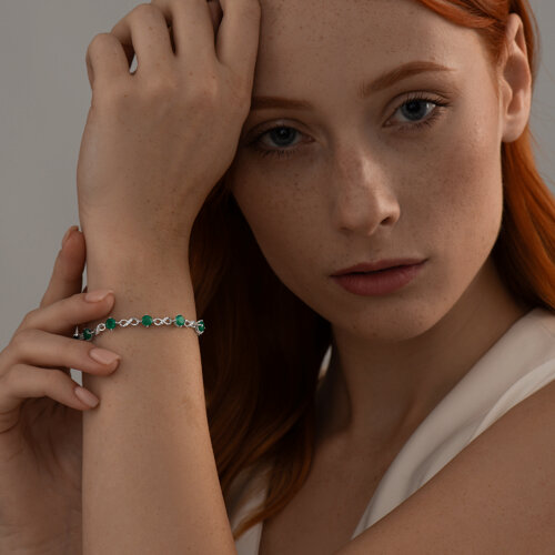 Браслет из серебра с агатами и фианитами из серебро — вид 3