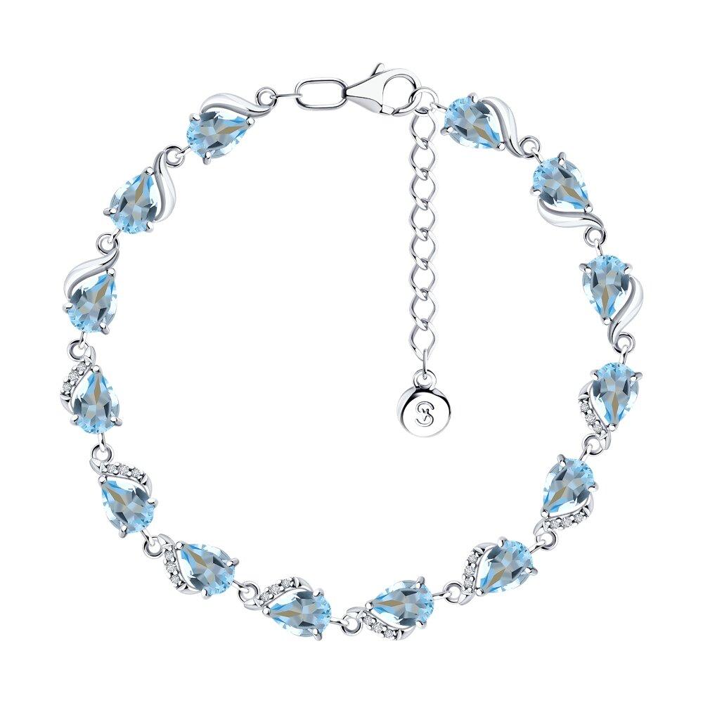 Браслет из серебра с топазами и фианитами - видео на модели