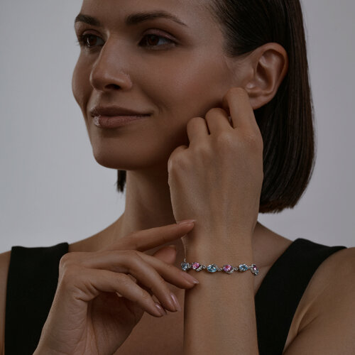 Браслет из серебра с миксом камней из серебро — вид 2