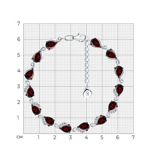 Браслет из серебра с гранатами и фианитами из серебро — вид 3