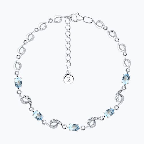 Браслет из серебра с топазами и фианитами - видео на модели