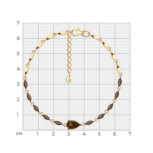 Браслет из золочёного серебра с раухтопазами из серебро — вид 6