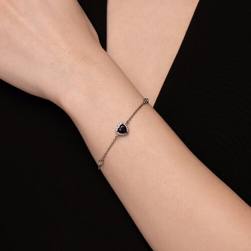 Браслет из серебра с гранатом и фианитами из серебро — вид 2