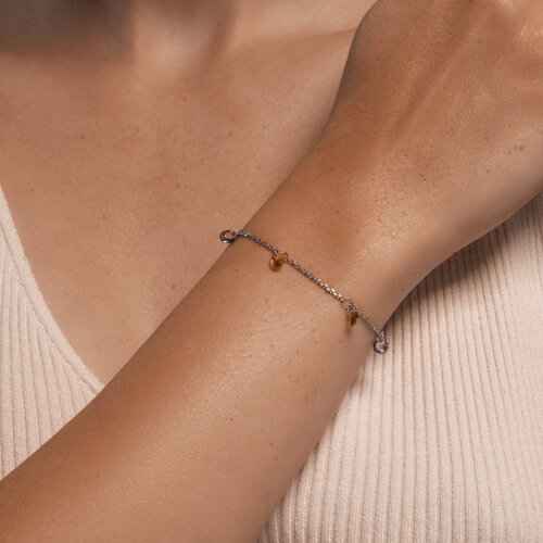 Браслет из серебра с полудрагоценными вставками из родированное серебро — вид 2