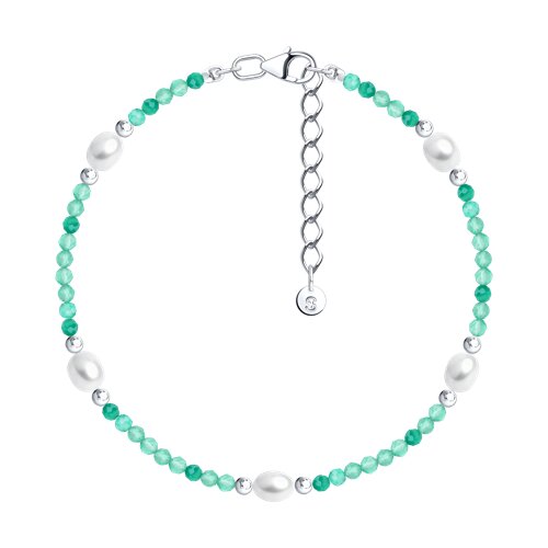 Браслет из серебра с агатом и жемчугом - видео на модели