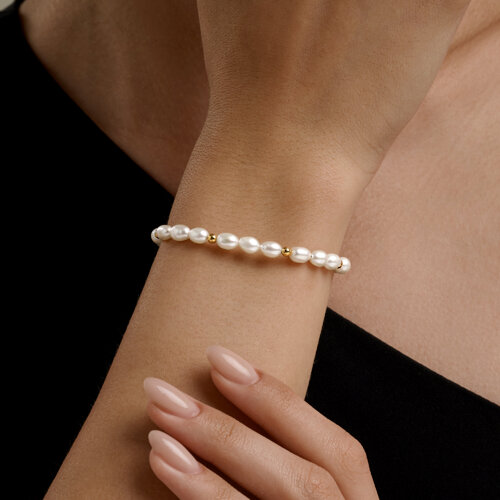 Браслет из золочёного серебра с жемчугом из серебро — вид 4