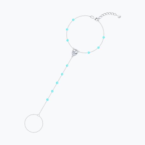 Браслет из серебра с бирюзой и фианитом - видео на модели