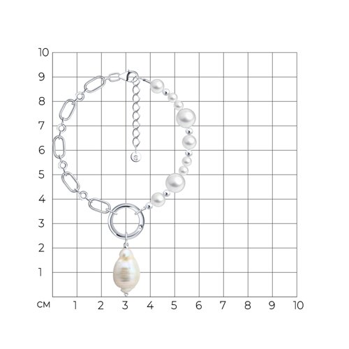 Браслет из серебра с жемчугом и синтетическим жемчугом из серебро — вид 3