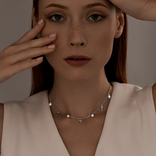 Колье из серебра с жемчугом из серебро — вид 3