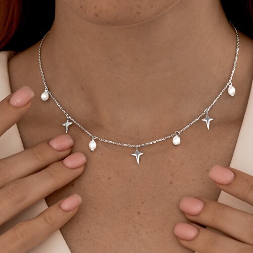 Колье из серебра с жемчугом из серебро — вид 4