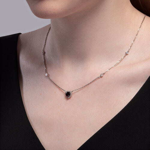 Колье из серебра с гранатом и фианитами из серебро — вид 3