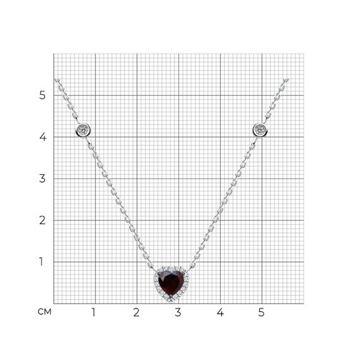 Колье из серебра с гранатом и фианитами из серебро — вид 4