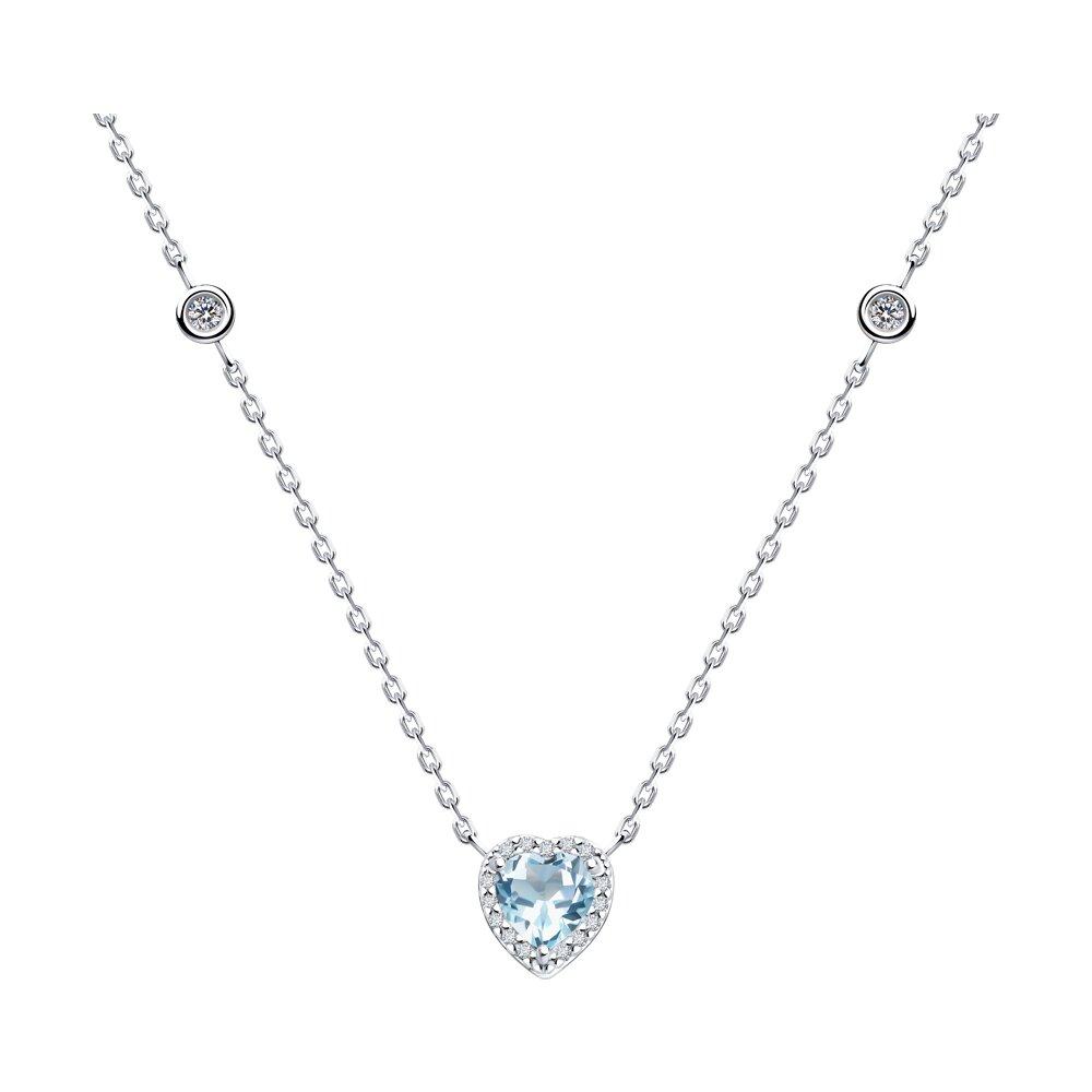 Колье из серебра с топазом и фианитами - видео на модели