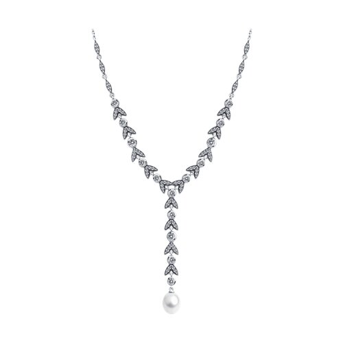 Колье из серебра с жемчугом и фианитами - видео