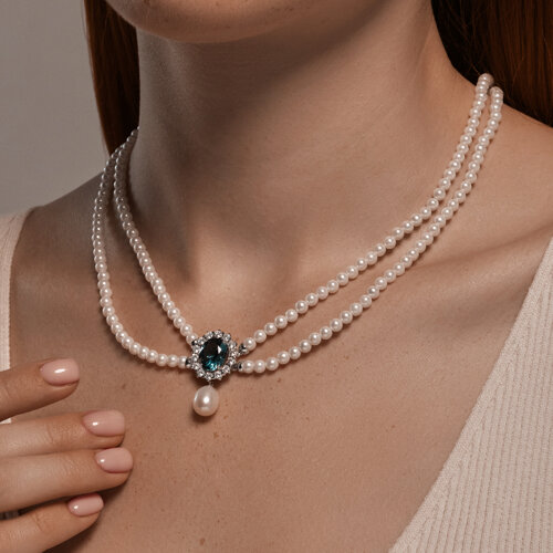 Колье из серебра с жемчугом из серебро — вид 3