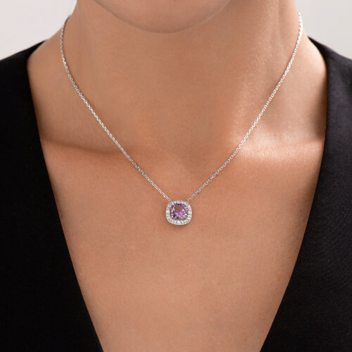 Колье из серебра с аметистом и фианитами из серебро — вид 3