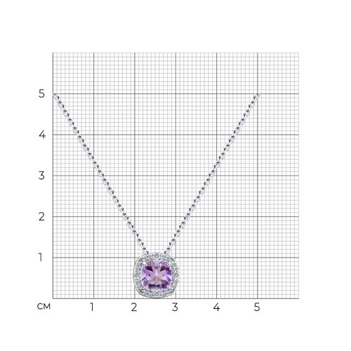 Колье из серебра с аметистом и фианитами из серебро — вид 4