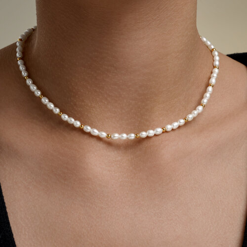 Колье из золочёного серебра с жемчугом из серебро — вид 3