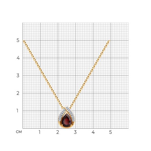 Колье из золочёного серебра с гранатом и фианитами из серебро — вид 5