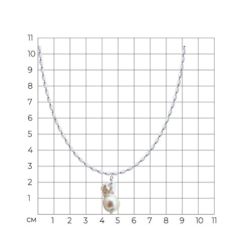 Колье из серебра с жемчугом из родированное серебро — вид 2