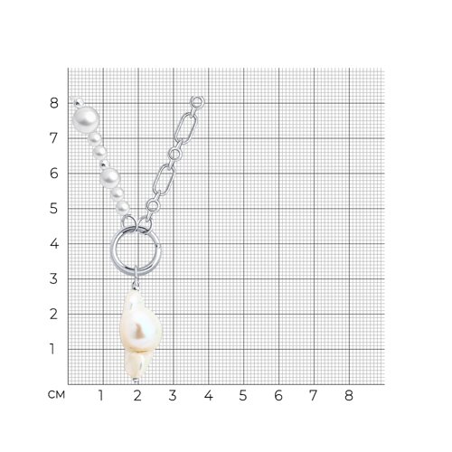 Колье из серебра с жемчугом и синтетическим жемчугом из родированное серебро — вид 2