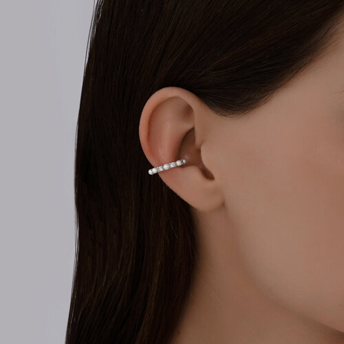 Серьга из серебра с жемчугом и фианитами из серебро — вид 3