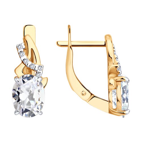 Серьги из золочёного серебра с фианитами