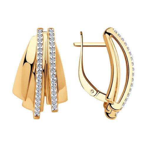 Серьги из золочёного серебра с фианитами