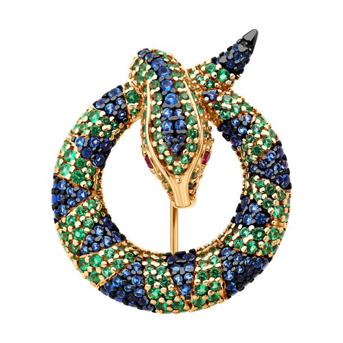 Брошь из золочёного серебра с фианитами