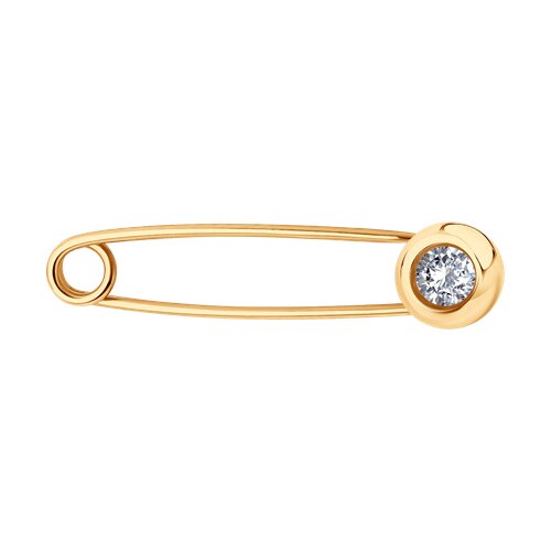 Брошь из золочёного серебра с фианитом - видео на модели